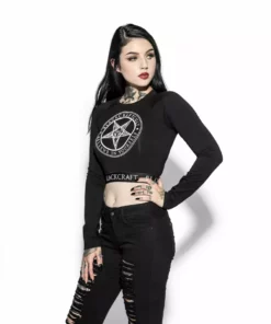 ACDC Pentagram - Women's Long Sleeve Crop Womens