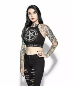 ACDC Womens Pentagram - Women's Halter Crop