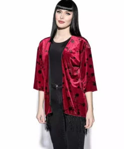 ACDC Womens Pentagram Rose - Velvet Kimono
