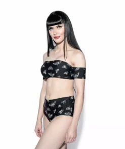 ACDC Pastel Death Moth Off The Shoulder Swim Top