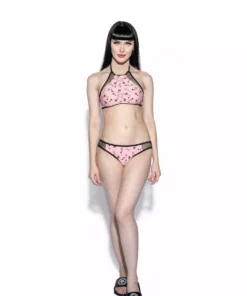 ACDC Pink Pentagram Rose Mesh Swim Bottom Womens