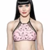 ACDC Pink Pentagram Rose Mesh Swim Top
