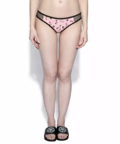 ACDC Pink Pentagram Rose Mesh Swim Bottom Womens