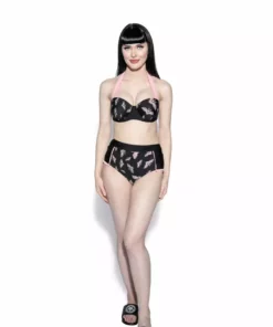 ACDC Pink Bat High Waist Swim Bottom Womens 15 ACDC Pink Bat High Waist Swim Bottom Womens