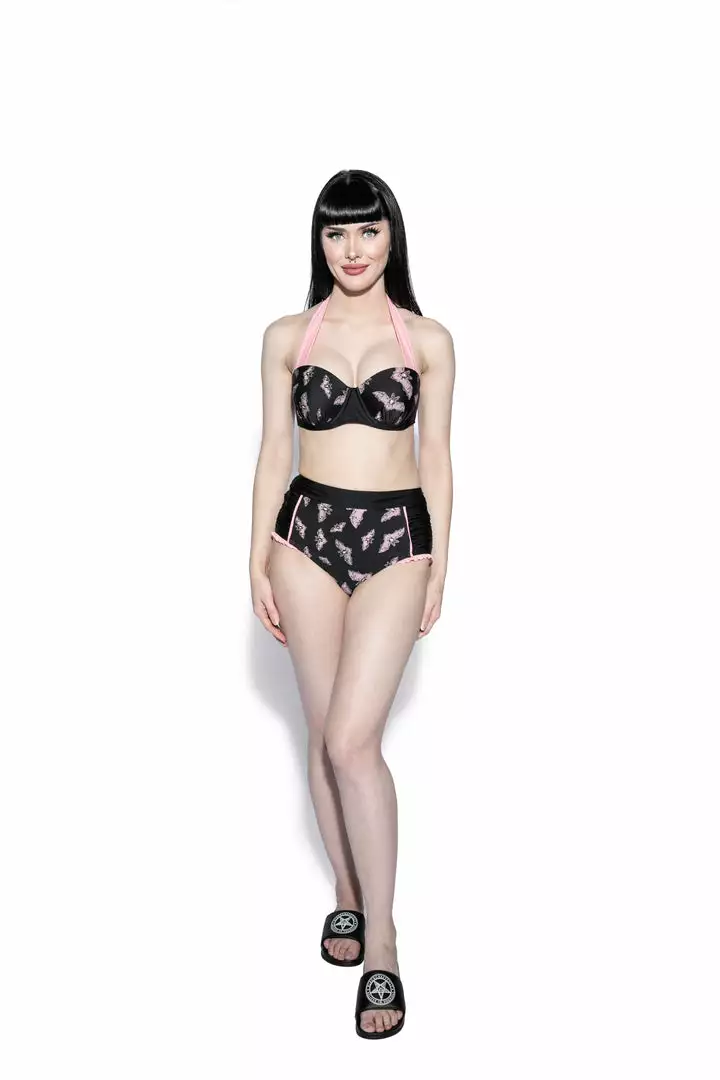 ACDC Pink Bat High Waist Swim Bottom Womens 9 ACDC Pink Bat High Waist Swim Bottom Womens