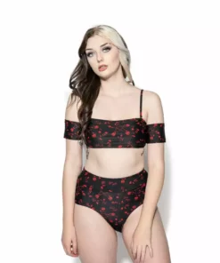 ACDC Pentagram Rose High Waist Swim Bottom