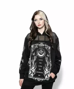ACDC Love Me Like My Demons Do - Oversized Mesh Hoodie Womens