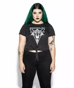 ACDC Womens Six Eyed Baphomet - Tie Front Crop Tee