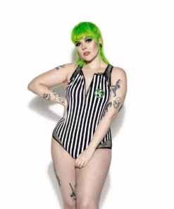 ACDC Green Sinner Stripe Zip One Piece