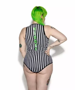 ACDC Green Sinner Stripe Zip One Piece