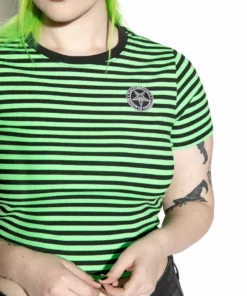ACDC Womens Believe In Yourself - Green Striped Women's Crop Tee