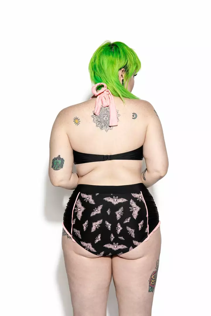 ACDC Pink Bat High Waist Swim Bottom Womens 7 ACDC Pink Bat High Waist Swim Bottom Womens