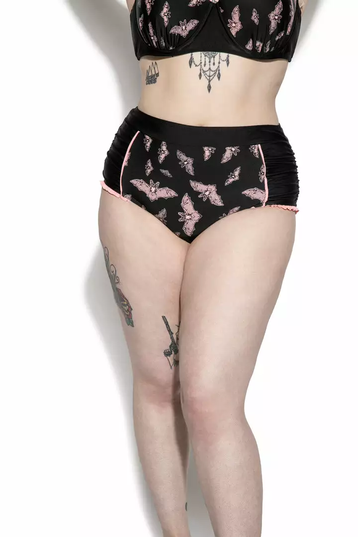 ACDC Pink Bat High Waist Swim Bottom Womens 3 ACDC Pink Bat High Waist Swim Bottom Womens