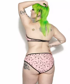 ACDC Pink Pentagram Rose Mesh Swim Top