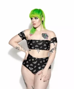 ACDC Pastel Death Moth High Waist Swim Bottom Womens