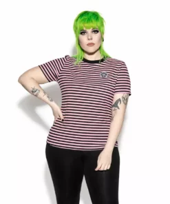 ACDC Believe In Yourself - Pink Striped Women's Tee