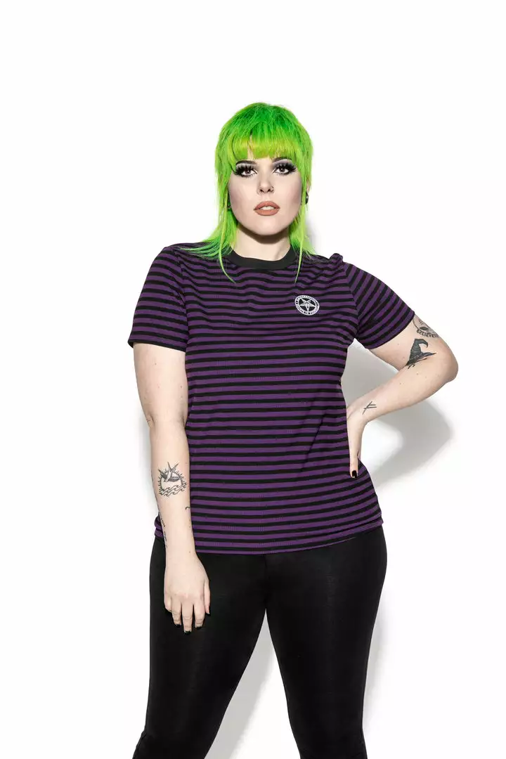 ACDC Believe In Yourself - Purple Striped Women's Tee 5 ACDC Believe In Yourself - Purple Striped Women's Tee