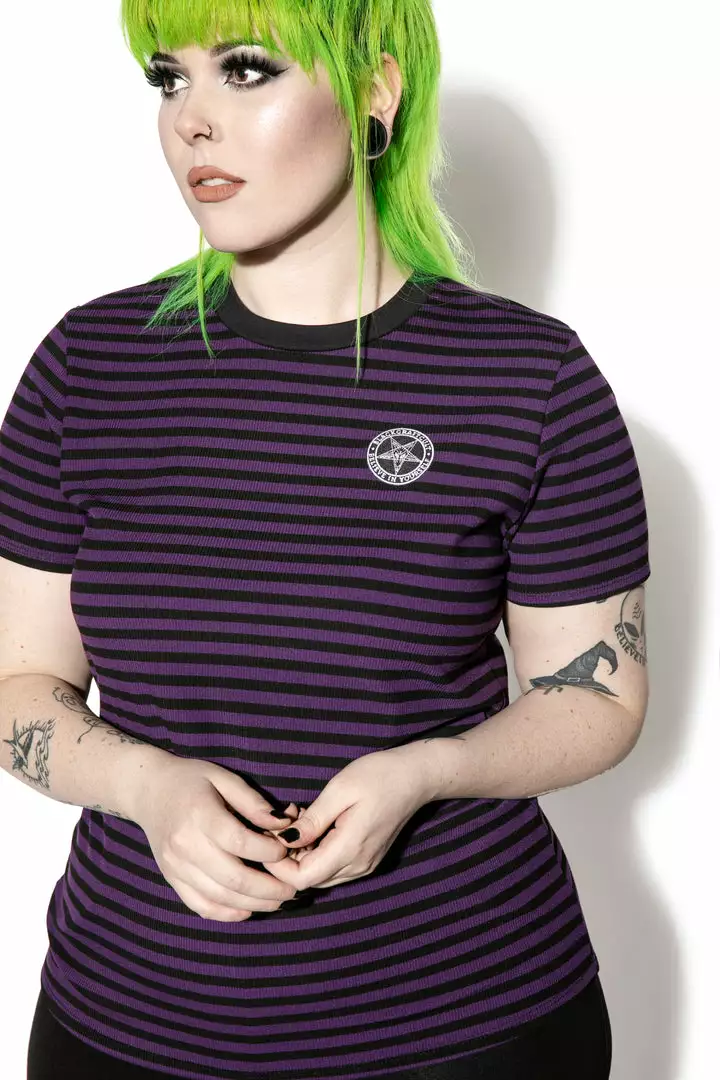 ACDC Believe In Yourself - Purple Striped Women's Tee 6 ACDC Believe In Yourself - Purple Striped Women's Tee