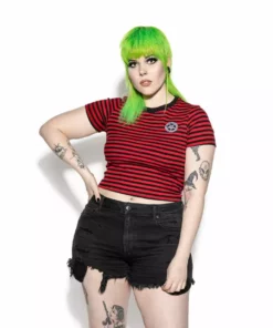 ACDC Believe In Yourself - Red Striped Women's Crop Tee