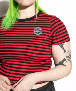 ACDC Believe In Yourself - Red Striped Women's Crop Tee