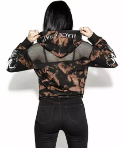 ACDC Womens Spirits Of The Dead - Bleach Wash Mesh Crop Hoodie