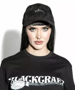 Reach Satan - Black Faux Suede Dad Hat