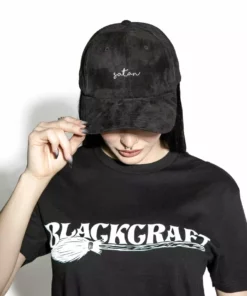 Reach Satan - Black Faux Suede Dad Hat