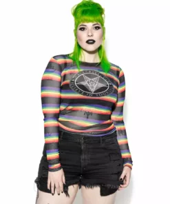 ACDC Believe In Yourself - Rainbow Long Sleeve Mesh Top Mens