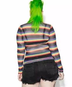 ACDC Mens Gay As Hell - Rainbow Long Sleeve Mesh Top
