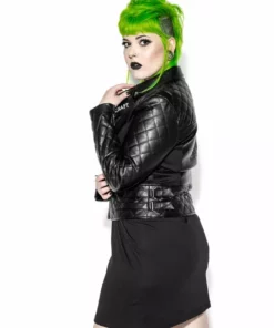 HK East BCC Quilted Faux Leather Moto Jacket