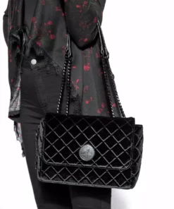 IDS Bags / Wallets Black Velvet - Quilted Flap Satchel