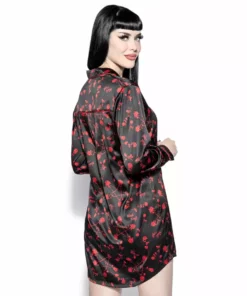 ACDC Womens Pentagram Rose - Silky Pajama Dress