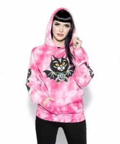 Blackcraft Cult Frickin' Bats - Pink Tie Dye Hooded Pullover Mens
