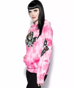 Blackcraft Cult Frickin' Bats - Pink Tie Dye Hooded Pullover Mens