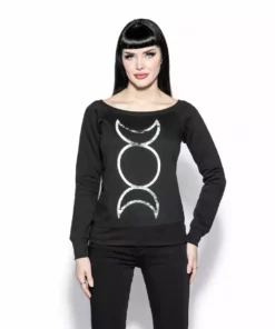 Blackcraft Cult Triple Moon - Women's Scoop Neck Sweater Womens