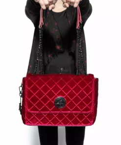 IDS Oxblood Velvet - Quilted Flap Satchel