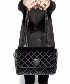 IDS Bags / Wallets Black Velvet - Quilted Flap Satchel