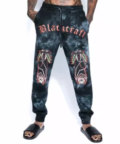 Blackcraft Cult Mens Bat Roost - Black Tie Dye Joggers