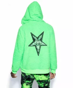 ACDC Green Baphomet - Unisex Sherpa Zip Up Hoodie Womens
