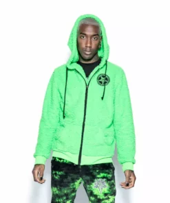 ACDC Green Baphomet - Unisex Sherpa Zip Up Hoodie Womens