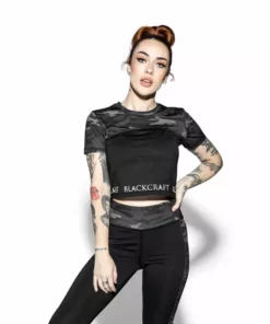 Blackcraft Cult Believe In Yourself Camo - Active Crop Top Womens