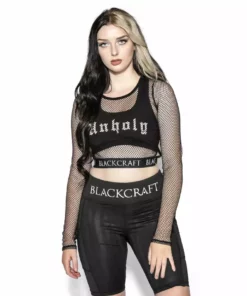 ACDC Womens Blackcraft - Women's Fishnet Long Sleeve Crop