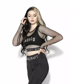 ACDC Womens Blackcraft - Women's Fishnet Long Sleeve Crop