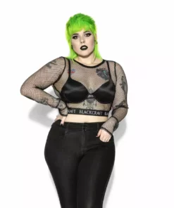 ACDC Womens Blackcraft - Women's Fishnet Long Sleeve Crop