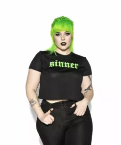 Blackcraft Cult Green Sinner - Flowy Crop Tee Womens