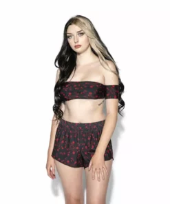 ACDC Womens Pentagram Rose Swim Shortie