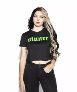 Blackcraft Cult Green Sinner - Flowy Crop Tee Womens