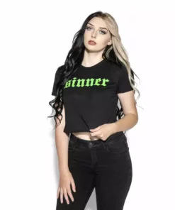 Blackcraft Cult Green Sinner - Flowy Crop Tee Womens