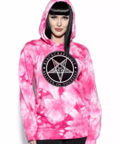 ACDC Believe In Yourself - Pink Tie Dye Hooded Pullover Mens