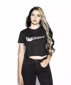 Blackcraft Cult Womens Blackcraft Broom Logo - Flowy Crop Tee